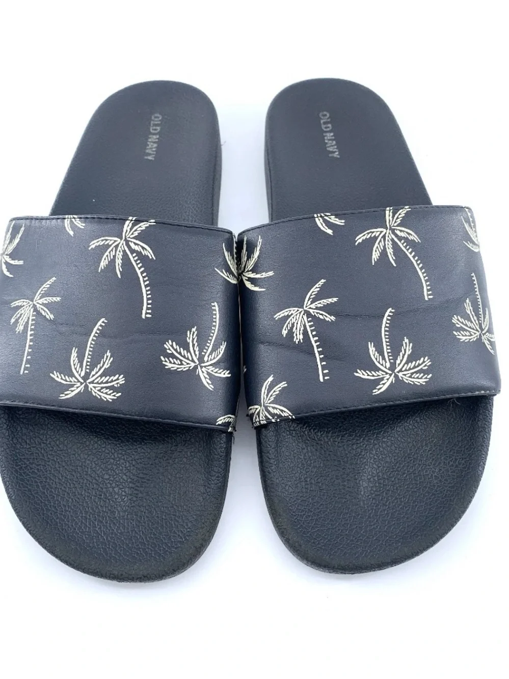 Old Navy Palm Tree Slide Sandals Men's 10–11 Black Comfort Pool Slides